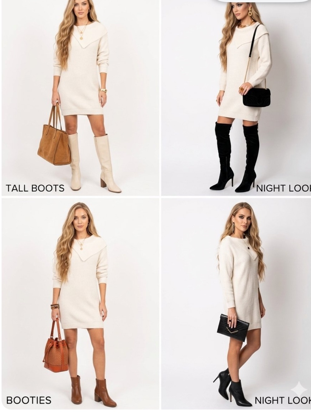 Petal & Pup sweater Oversized Cream Knit Mini With Fold over Collar XS S M